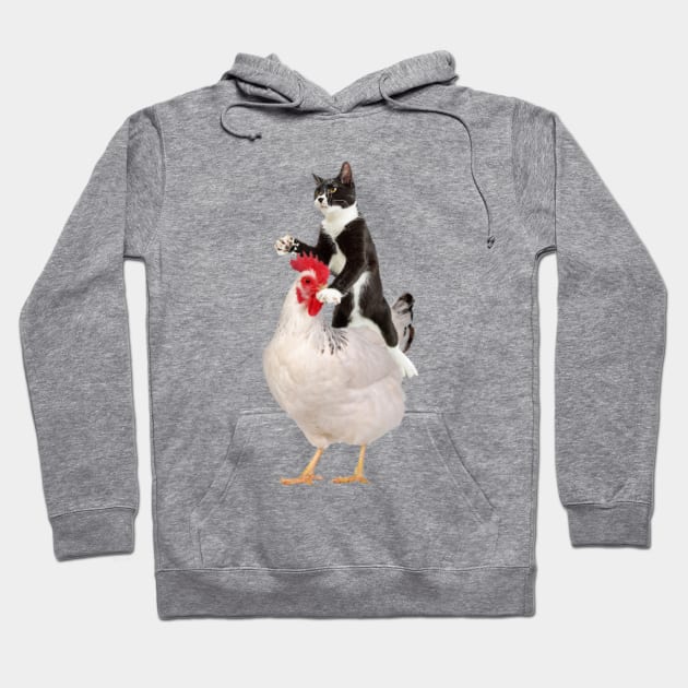 Tuxedo Cat on a Chicken Hoodie by horse face